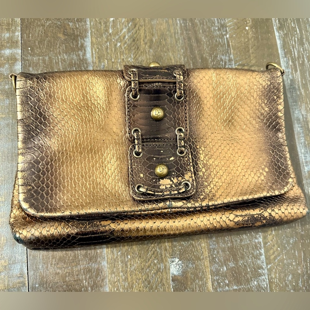 Donald Pilner Faux Snake Textured Clutch